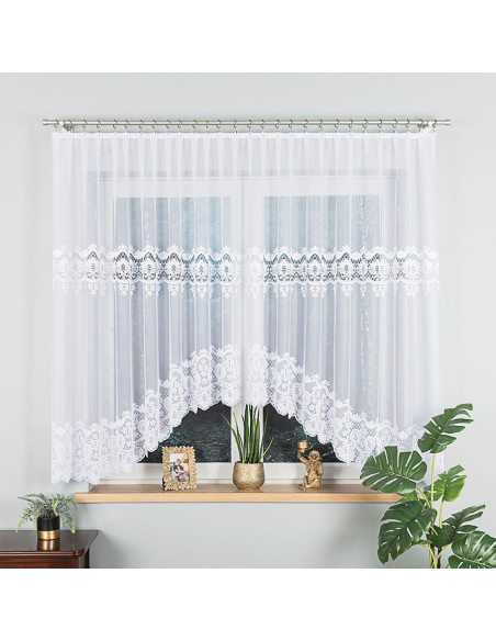 DARIA · firanka gotowa z podcięciem · biała · klasyczny wzór · 300x160