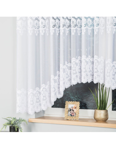 DARIA · firanka gotowa z podcięciem · biała · klasyczny wzór · 300x160