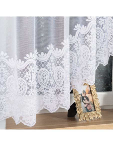 DARIA · firanka gotowa z podcięciem · biała · klasyczny wzór · 300x160