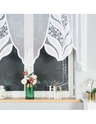 MELANIA - Firanka gotowa żakardowa z podcięciem na dole - 250x120 cm - kolor biały