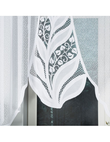 MELANIA - Firanka gotowa żakardowa z podcięciem na dole - 250x120 cm - kolor biały