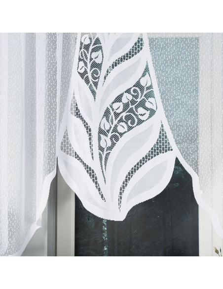 MELANIA - Firanka gotowa żakardowa z podcięciem na dole - 250x120 cm - kolor biały