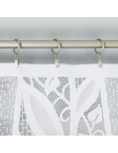 MELANIA - Firanka gotowa żakardowa z podcięciem na dole - 250x120 cm - kolor biały