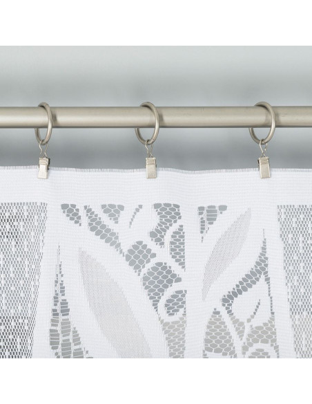 MELANIA - Firanka gotowa żakardowa z podcięciem na dole - 250x120 cm - kolor biały