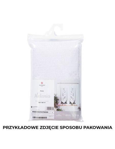 MELANIA - Firanka gotowa żakardowa z podcięciem na dole - 250x120 cm - kolor biały