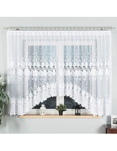KASJANA · firanka żakardowa gotowa · biała · klasyczny wzór · 420x160 cm