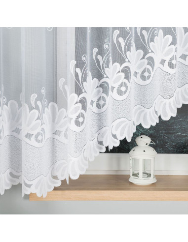 KASJANA · firanka żakardowa gotowa · biała · klasyczny wzór · 420x160 cm