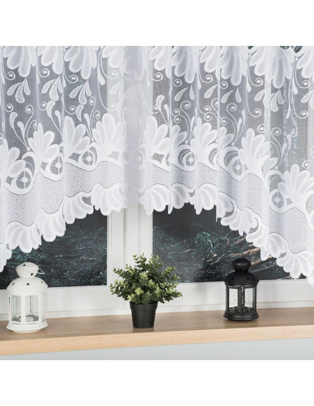 KASJANA · firanka żakardowa gotowa · biała · klasyczny wzór · 420x160 cm