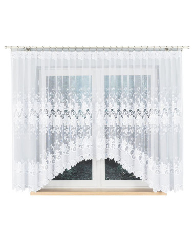 KASJANA · firanka żakardowa gotowa · biała · klasyczny wzór · 420x160 cm