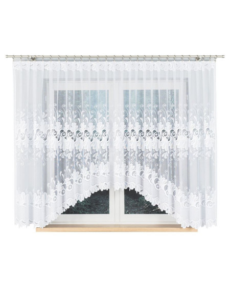 KASJANA · firanka żakardowa gotowa · biała · klasyczny wzór · 420x160 cm