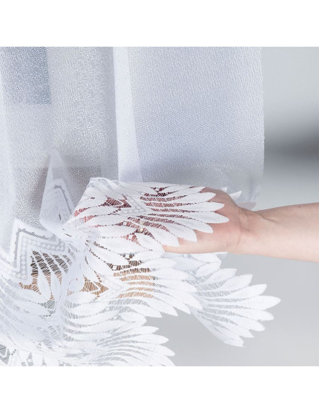 FELICJA - Firanka gotowa żakardowa z podcięciem na dole - 300x160 cm - kolor biały