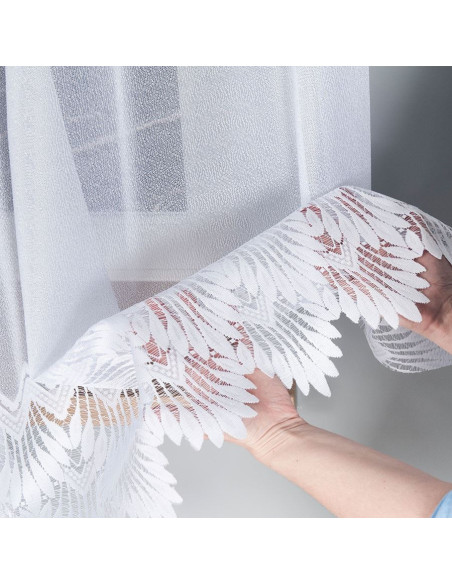 FELICJA - Firanka gotowa żakardowa z podcięciem na dole - 300x160 cm - kolor biały