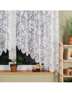 BARBARA · firanka gotowa żakardowa · biała · kwiaty · 300x180 2