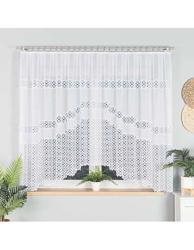 ADRIANNA · firanka gotowa · biała · pas ażurowy · 300x160
