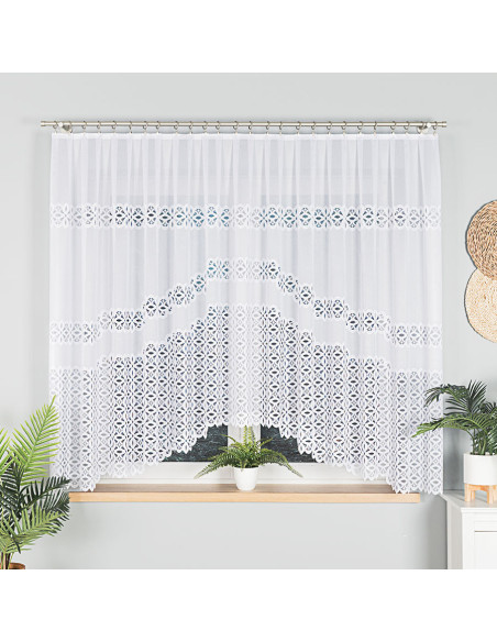 ADRIANNA · firanka gotowa · biała · pas ażurowy · 300x160