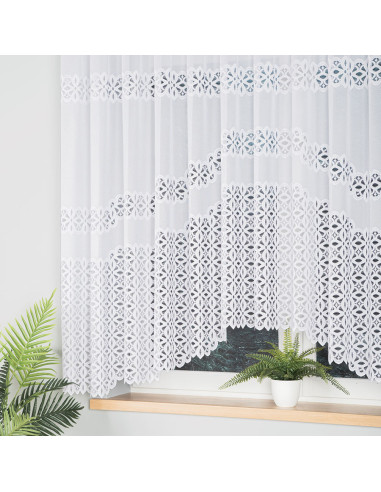 ADRIANNA · firanka gotowa · biała · pas ażurowy · 300x160