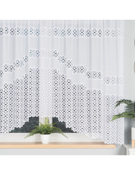 ADRIANNA · firanka gotowa · biała · pas ażurowy · 300x160