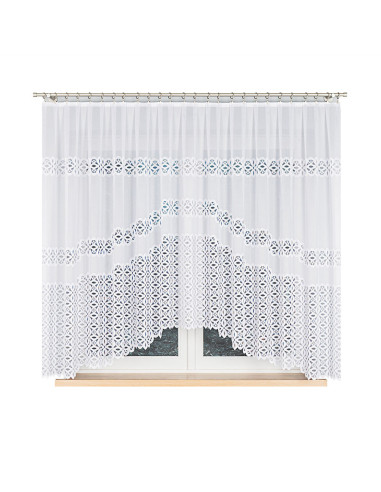 ADRIANNA · firanka gotowa · biała · pas ażurowy · 300x160