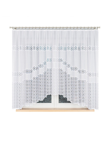 ADRIANNA · firanka gotowa · biała · pas ażurowy · 300x160