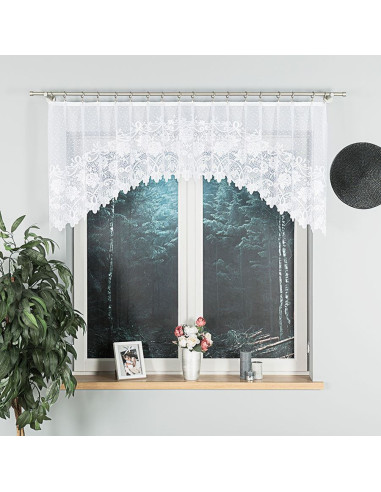 DEMETRIA - Firanka gotowa żakardowa z podcięciem na dole - 250x80 cm - kolor biały