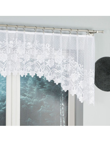 DEMETRIA - Firanka gotowa żakardowa z podcięciem na dole - 250x80 cm - kolor biały