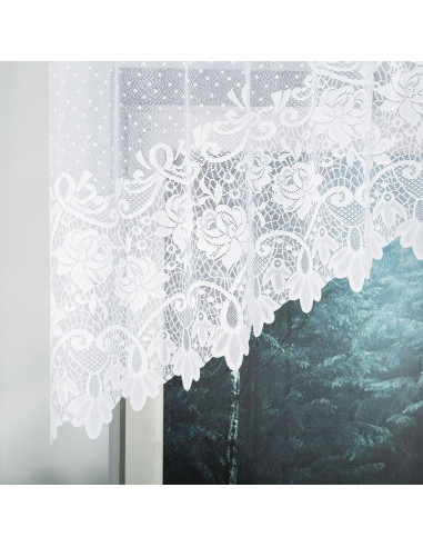 DEMETRIA - Firanka gotowa żakardowa z podcięciem na dole - 250x80 cm - kolor biały