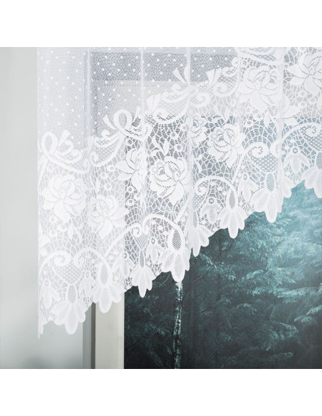 DEMETRIA - Firanka gotowa żakardowa z podcięciem na dole - 250x80 cm - kolor biały