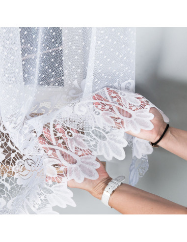 DEMETRIA - Firanka gotowa żakardowa z podcięciem na dole - 250x80 cm - kolor biały