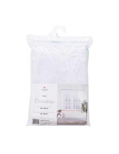 DEMETRIA - Firanka gotowa żakardowa z podcięciem na dole - 250x80 cm - kolor biały