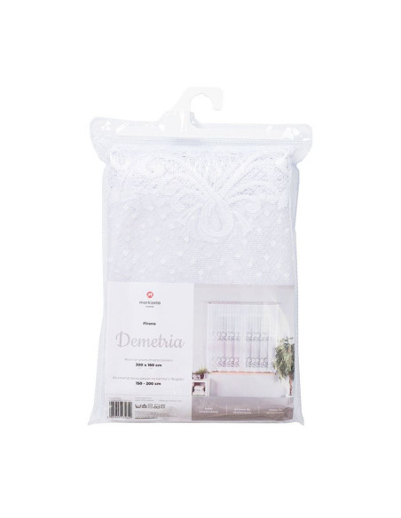 DEMETRIA - Firanka gotowa żakardowa z podcięciem na dole - 250x80 cm - kolor biały