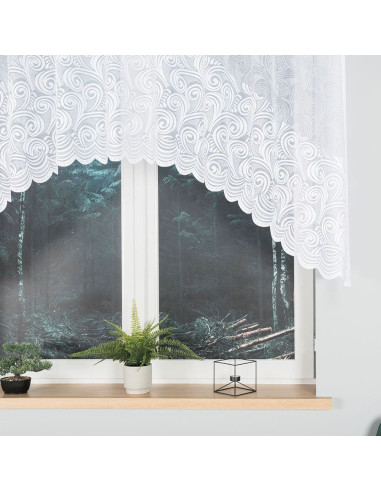 KINGA - Firanka gotowa żakardowa z podcięciem na dole - 250x120 cm - kolor biały
