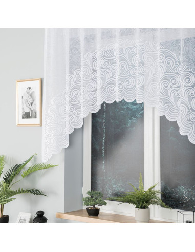 KINGA - Firanka gotowa żakardowa z podcięciem na dole - 250x120 cm - kolor biały