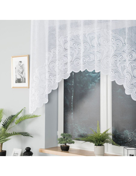 KINGA - Firanka gotowa żakardowa z podcięciem na dole - 250x120 cm - kolor biały