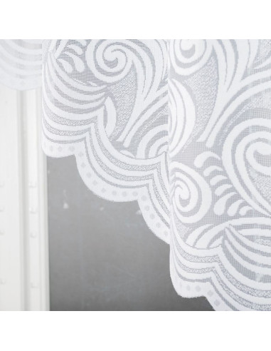 KINGA - Firanka gotowa żakardowa z podcięciem na dole - 250x120 cm - kolor biały
