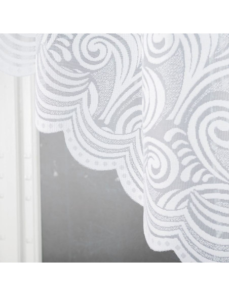 KINGA - Firanka gotowa żakardowa z podcięciem na dole - 250x120 cm - kolor biały