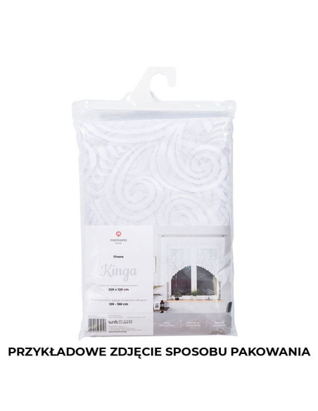 KINGA - Firanka gotowa żakardowa z podcięciem na dole - 250x120 cm - kolor biały