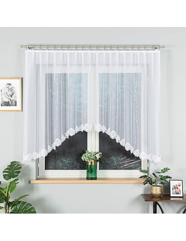 ŻAKLINA · firanka gotowa żakardowa · biała · wzór dołem z podcięciem · 300x140