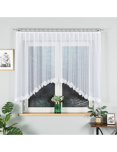 ŻAKLINA · firanka gotowa żakardowa · biała · wzór dołem z podcięciem · 300x140