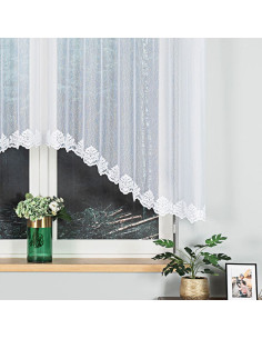 ŻAKLINA · firanka gotowa żakardowa · biała · wzór dołem z podcięciem · 300x140 2