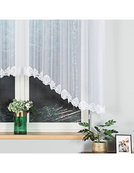 ŻAKLINA · firanka gotowa żakardowa · biała · wzór dołem z podcięciem · 300x140