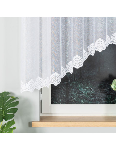 ŻAKLINA · firanka gotowa żakardowa · biała · wzór dołem z podcięciem · 300x140