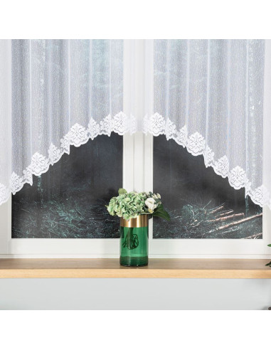 ŻAKLINA · firanka gotowa żakardowa · biała · wzór dołem z podcięciem · 300x140