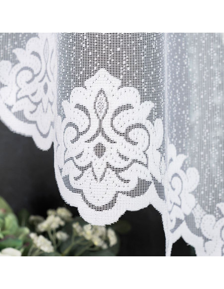 ŻAKLINA · firanka gotowa żakardowa · biała · wzór dołem z podcięciem · 300x140