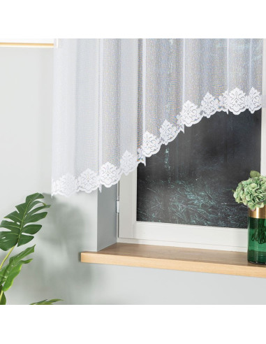 ŻAKLINA · firanka gotowa żakardowa · biała · wzór dołem z podcięciem · 300x140