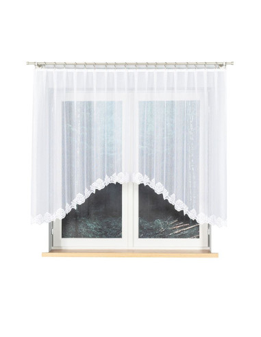 ŻAKLINA · firanka gotowa żakardowa · biała · wzór dołem z podcięciem · 300x140