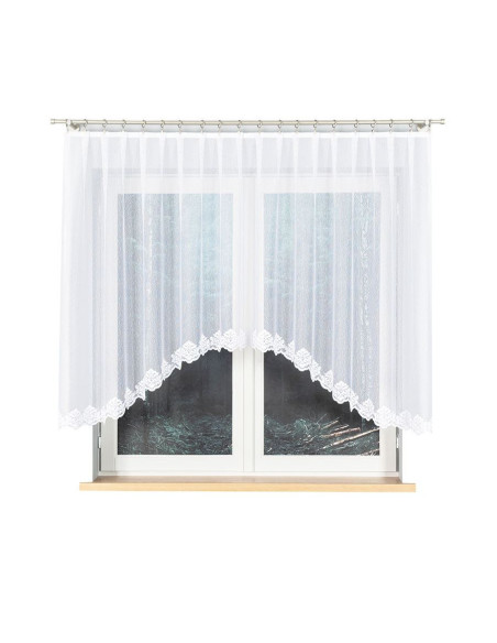 ŻAKLINA · firanka gotowa żakardowa · biała · wzór dołem z podcięciem · 300x140