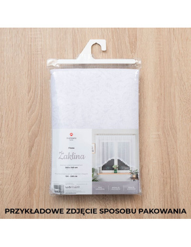 ŻAKLINA · firanka gotowa żakardowa · biała · wzór dołem z podcięciem · 300x140