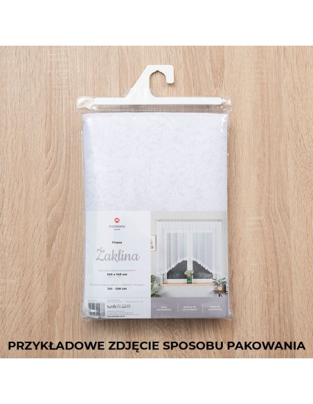 ŻAKLINA · firanka gotowa żakardowa · biała · wzór dołem z podcięciem · 300x140