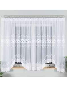 BASTIA · firanka gotowa · biała · klasyczny wzór · 450x180 cm