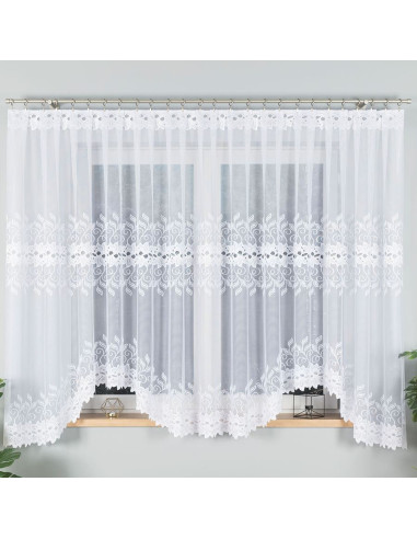 BASTIA · firanka gotowa · biała · klasyczny wzór · 450x180 cm